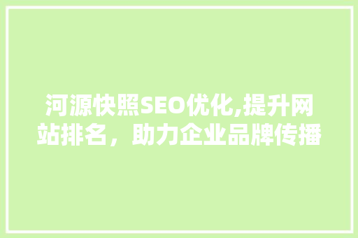 河源快照SEO优化,提升网站排名，助力企业品牌传播