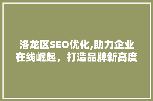 洛龙区SEO优化,助力企业在线崛起，打造品牌新高度