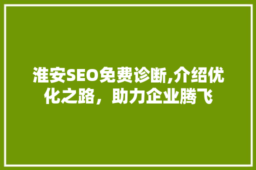 淮安SEO免费诊断,介绍优化之路，助力企业腾飞