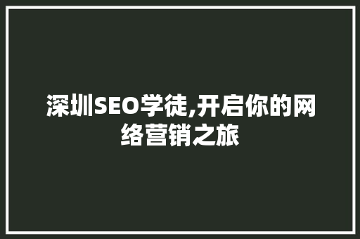 深圳SEO学徒,开启你的网络营销之旅