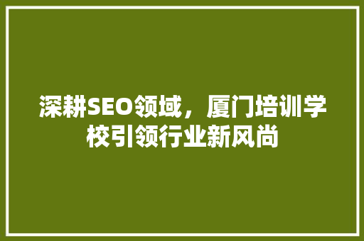 深耕SEO领域，厦门培训学校引领行业新风尚