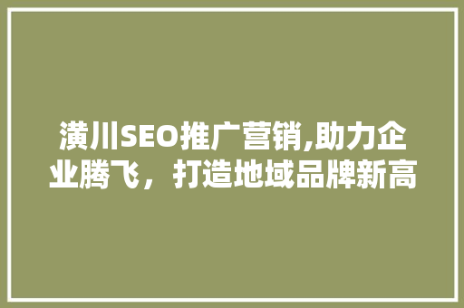 潢川SEO推广营销,助力企业腾飞，打造地域品牌新高度