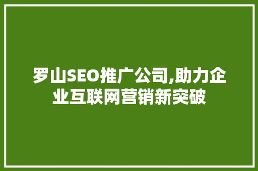 罗山SEO推广公司,助力企业互联网营销新突破