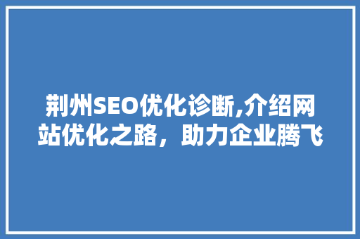荆州SEO优化诊断,介绍网站优化之路，助力企业腾飞