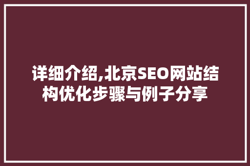 详细介绍,北京SEO网站结构优化步骤与例子分享