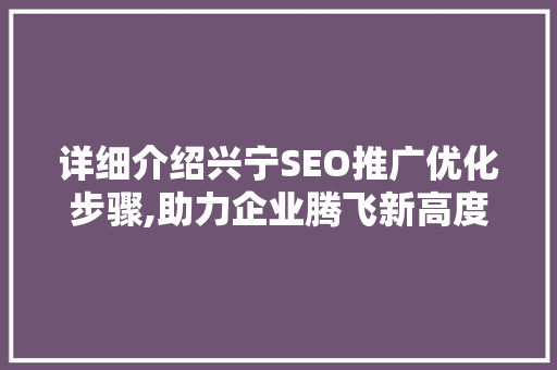 详细介绍兴宁SEO推广优化步骤,助力企业腾飞新高度
