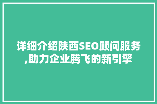 详细介绍陕西SEO顾问服务,助力企业腾飞的新引擎
