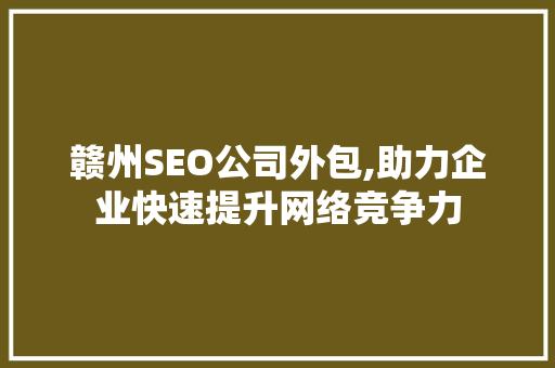 赣州SEO公司外包,助力企业快速提升网络竞争力