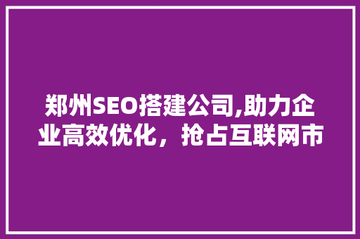 郑州SEO搭建公司,助力企业高效优化，抢占互联网市场先机