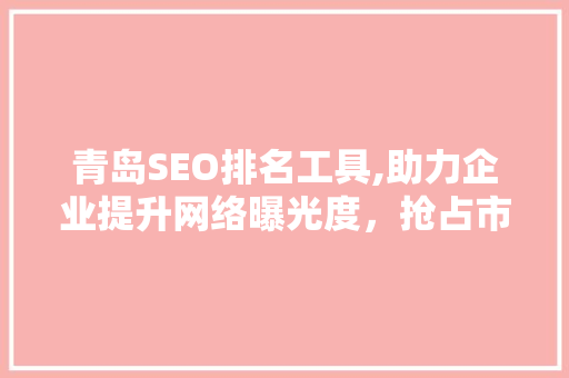 青岛SEO排名工具,助力企业提升网络曝光度，抢占市场先机