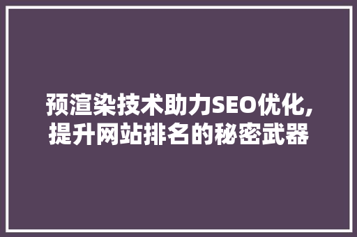 预渲染技术助力SEO优化,提升网站排名的秘密武器