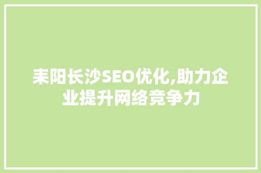 耒阳长沙SEO优化,助力企业提升网络竞争力