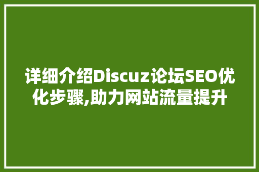 详细介绍Discuz论坛SEO优化步骤,助力网站流量提升