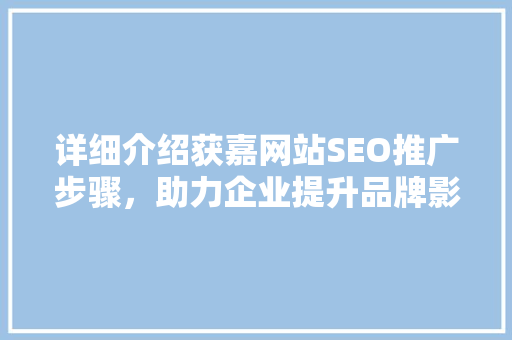 详细介绍获嘉网站SEO推广步骤，助力企业提升品牌影响力