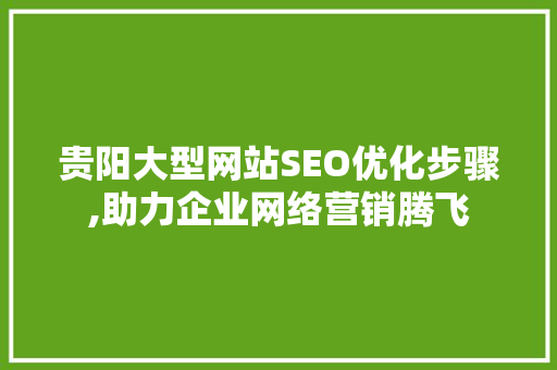 贵阳大型网站SEO优化步骤,助力企业网络营销腾飞