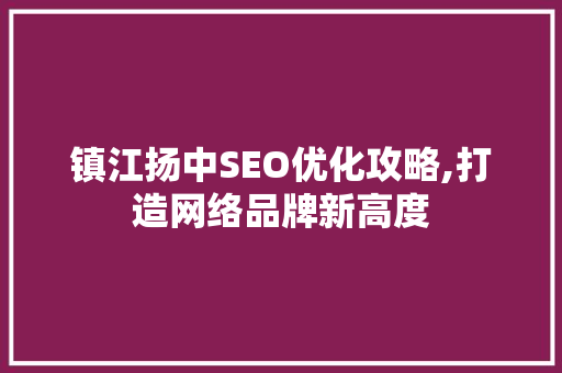 镇江扬中SEO优化攻略,打造网络品牌新高度