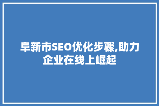 阜新市SEO优化步骤,助力企业在线上崛起