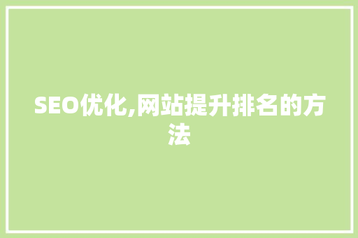 SEO优化,网站提升排名的方法