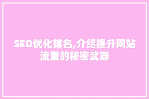 SEO优化排名,介绍提升网站流量的秘密武器