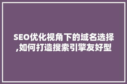 SEO优化视角下的域名选择,如何打造搜索引擎友好型网站