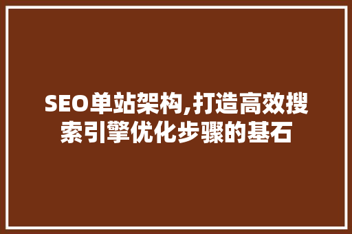 SEO单站架构,打造高效搜索引擎优化步骤的基石
