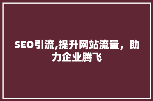 SEO引流,提升网站流量，助力企业腾飞