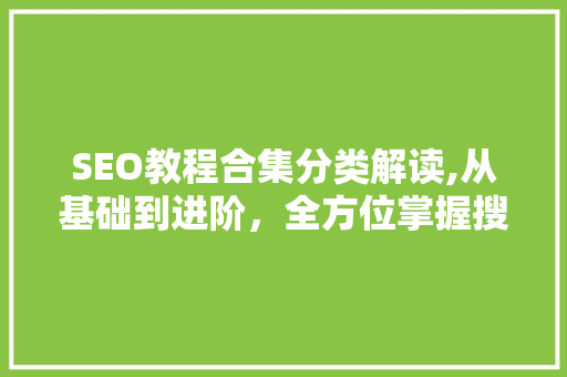 SEO教程合集分类解读,从基础到进阶，全方位掌握搜索引擎优化方法