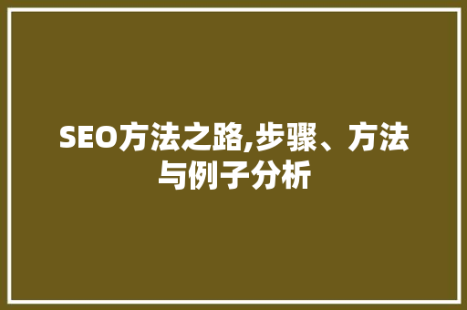 SEO方法之路,步骤、方法与例子分析