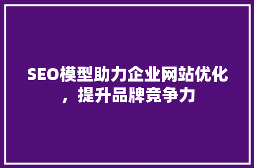 SEO模型助力企业网站优化，提升品牌竞争力