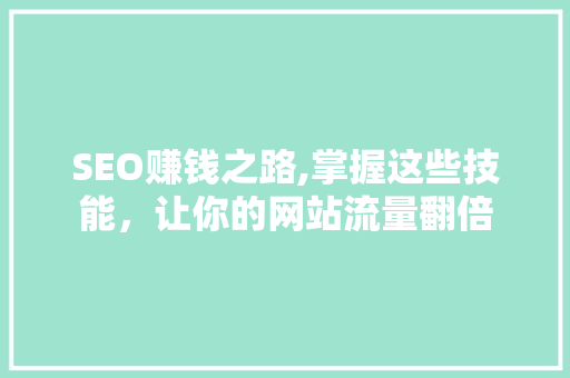 SEO赚钱之路,掌握这些技能，让你的网站流量翻倍