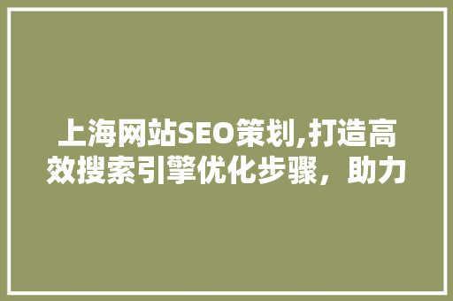 上海网站SEO策划,打造高效搜索引擎优化步骤，助力企业腾飞