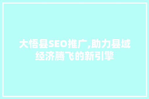 大悟县SEO推广,助力县域经济腾飞的新引擎