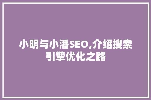 小明与小潘SEO,介绍搜索引擎优化之路