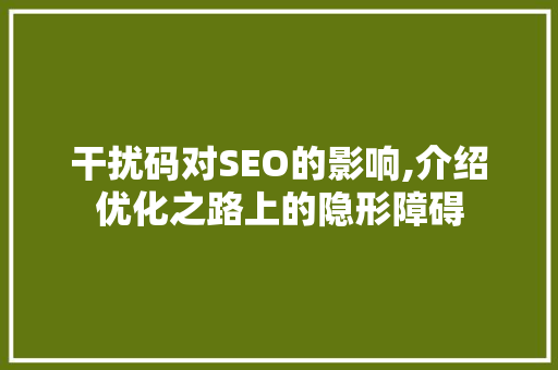 干扰码对SEO的影响,介绍优化之路上的隐形障碍