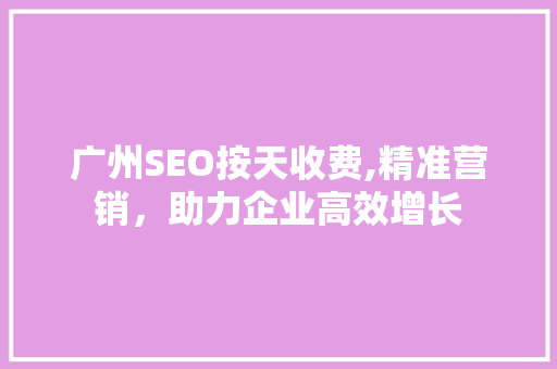 广州SEO按天收费,精准营销，助力企业高效增长