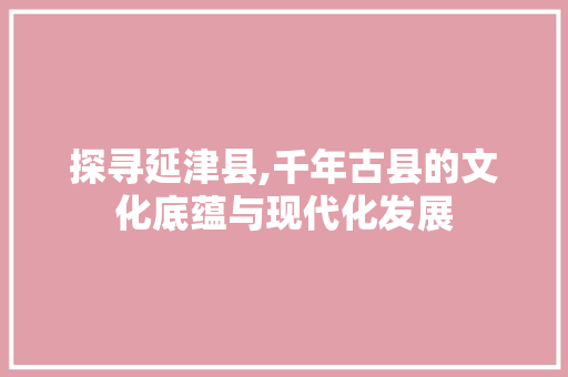 探寻延津县,千年古县的文化底蕴与现代化发展