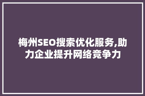 梅州SEO搜索优化服务,助力企业提升网络竞争力