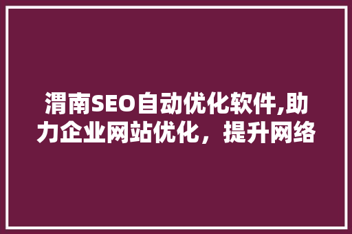 渭南SEO自动优化软件,助力企业网站优化，提升网络营销效果