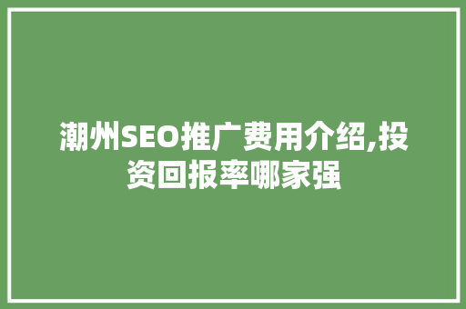 潮州SEO推广费用介绍,投资回报率哪家强
