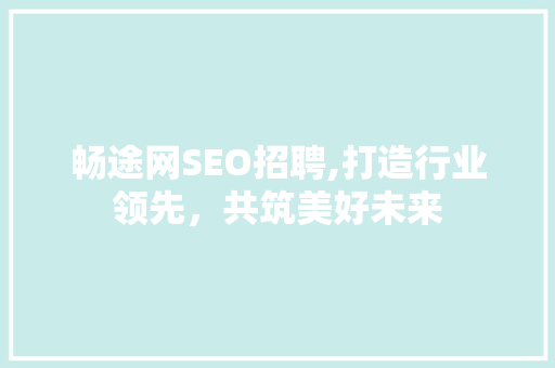 畅途网SEO招聘,打造行业领先，共筑美好未来