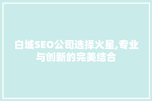 白城SEO公司选择火星,专业与创新的完美结合