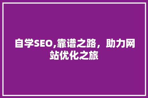 自学SEO,靠谱之路，助力网站优化之旅
