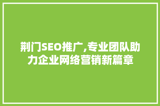 荆门SEO推广,专业团队助力企业网络营销新篇章