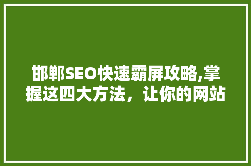 邯郸SEO快速霸屏攻略,掌握这四大方法，让你的网站一飞冲天！