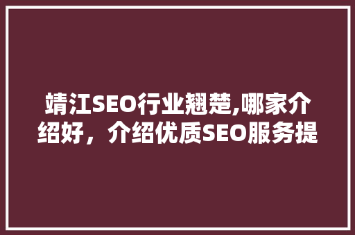 靖江SEO行业翘楚,哪家介绍好，介绍优质SEO服务提供商