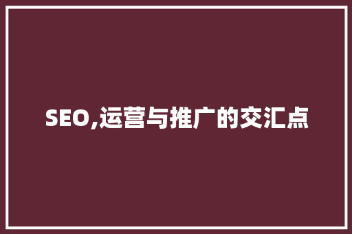 SEO,运营与推广的交汇点