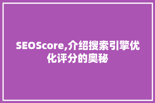 SEOScore,介绍搜索引擎优化评分的奥秘