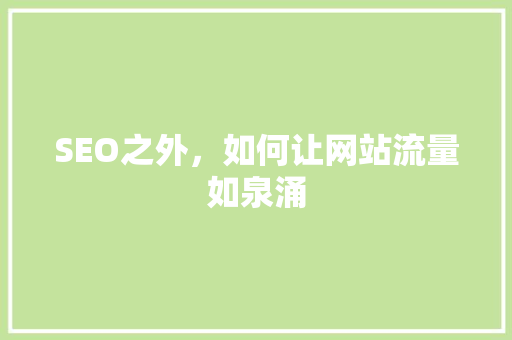SEO之外，如何让网站流量如泉涌