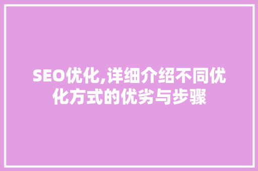 SEO优化,详细介绍不同优化方式的优劣与步骤