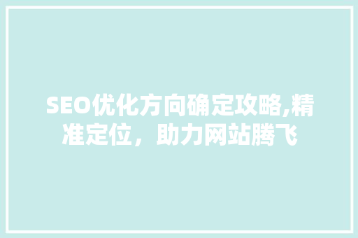 SEO优化方向确定攻略,精准定位，助力网站腾飞